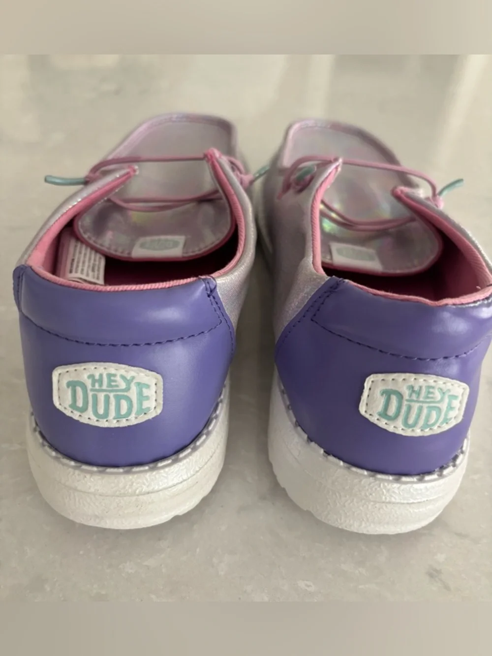 Hey Dude Youth Wendy Y Iridescent Sparkle Shoes, Size J6